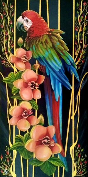 Картина под названием "Попугай Ара / Ara p…" - Vera Winter, Подлинное произведение искусства, Акрил
