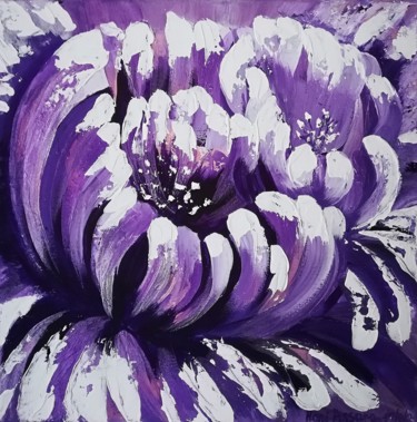 Painting titled ""Purple mother of p…" by Vera Iurchenko, Original Artwork, Acrylic Mounted on Wood Stretcher frame