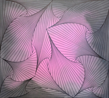 Painting titled "Pink Waves" by Vera Zvyagina, Original Artwork, Acrylic