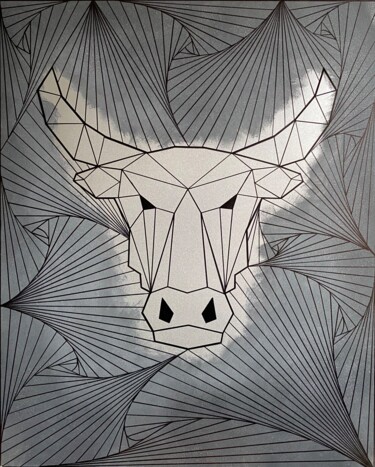 Peinture intitulée "Metal bull" par Vera Zvyagina, Œuvre d'art originale, Acrylique