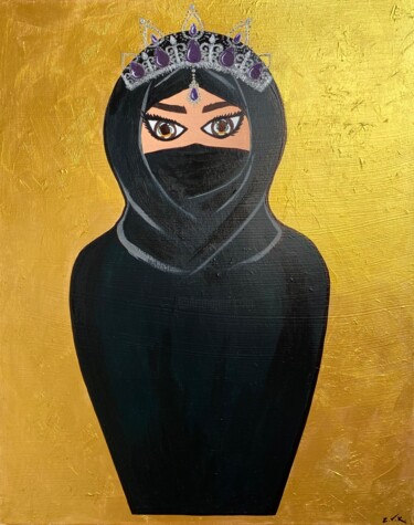 Peinture intitulée "Matryoshka in Hijab…" par Vera Zvyagina, Œuvre d'art originale, Acrylique