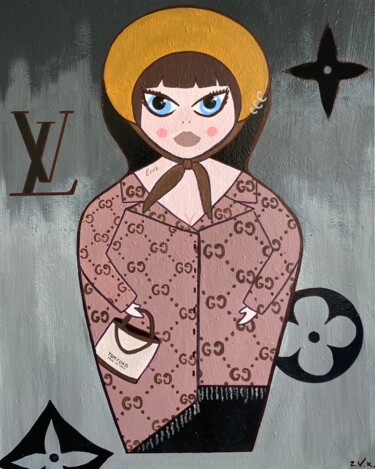 Schilderij getiteld "Matreshka LV" door Vera Zvyagina, Origineel Kunstwerk, Acryl