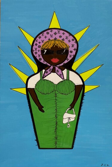 Painting titled "Afro Matryoshka" by Vera Zvyagina, Original Artwork, Acrylic