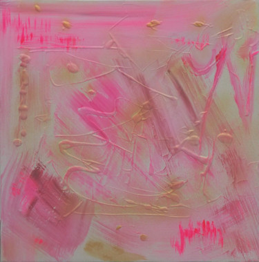 Painting titled "Mind texture pink" by Verad, Original Artwork, Acrylic Mounted on Wood Stretcher frame