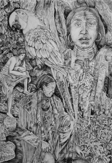 Drawing titled "Madre Selva" by Vera Di Bianca, Original Artwork, Ballpoint pen