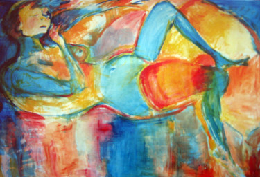 Painting titled "Pensées 1" by Vera Di Bianca, Original Artwork, Acrylic