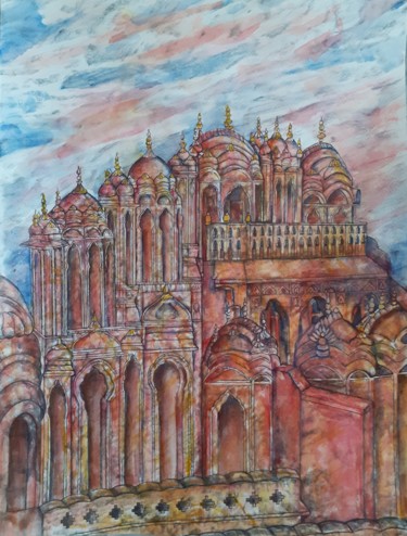 Pintura intitulada "Le palais des vents" por Vera Di Bianca, Obras de arte originais, Aquarela