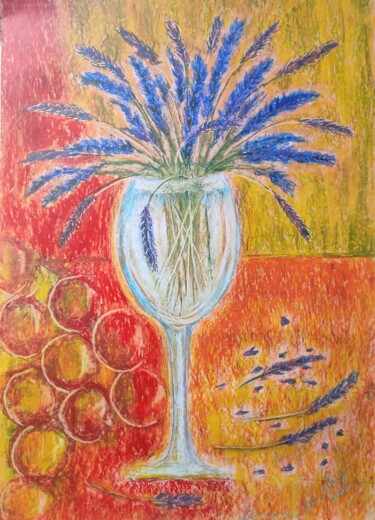 Dessin intitulée "Лаванда" par Verakhay, Œuvre d'art originale, Pastel