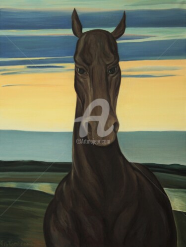 Painting titled "Portrait of a horse" by Vera Komarova, Original Artwork, Oil