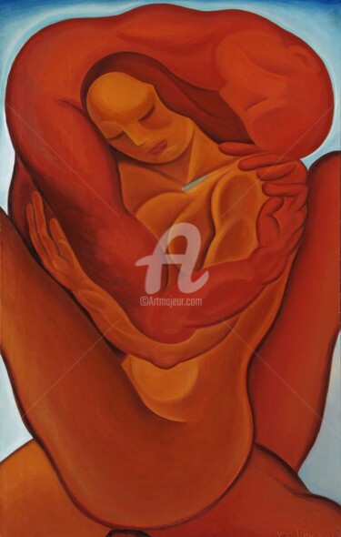 Painting titled "Strong man's arm" by Vera Komarova, Original Artwork, Oil