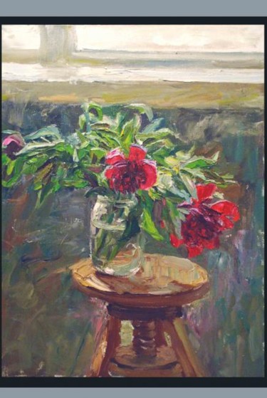 Painting titled "First peonies" by Vera Lagutenkova, Original Artwork