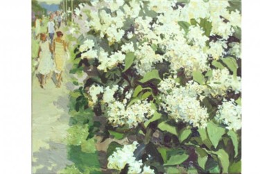 Painting titled "Guiding lilacs gard…" by Vera Lagutenkova, Original Artwork