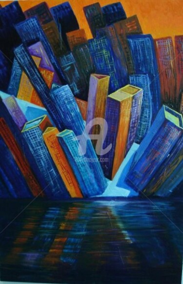 Pintura intitulada "Reflexos de Cidade" por Vera Marantes, Obras de arte originais