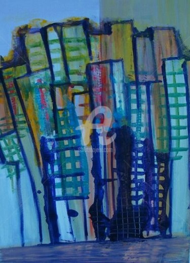 Pintura intitulada "Cidade Ao Amanhecer" por Vera Marantes, Obras de arte originais