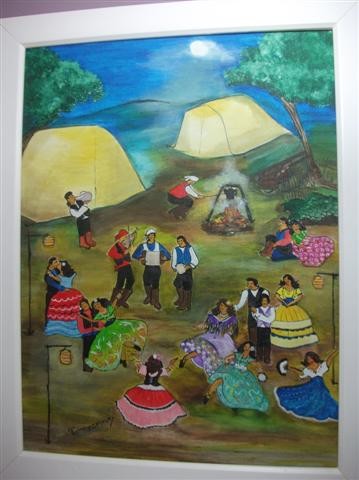 Pintura intitulada "festa no acampament…" por Veramarina, Obras de arte originais, Óleo