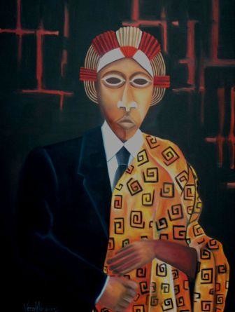 Pintura intitulada ""O Homem Ritualista"" por Vera Marques, Obras de arte originais