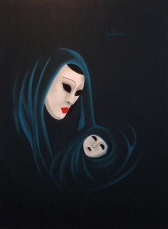 Pintura intitulada ""Maternidade"" por Vera Marques, Obras de arte originais