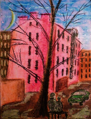 Schilderij getiteld "Двор на улице Решет…" door Veranika Bo, Origineel Kunstwerk, Pastel