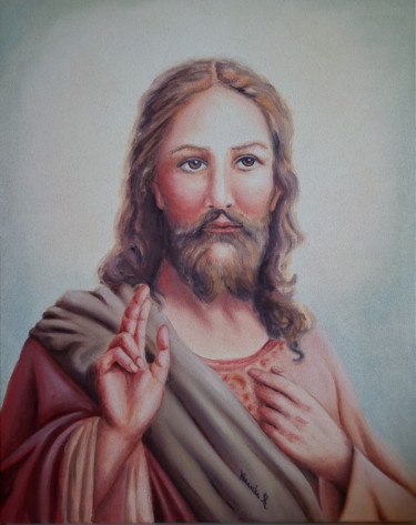 Peinture intitulée "Cristo misericordio…" par Veranikash, Œuvre d'art originale, Huile