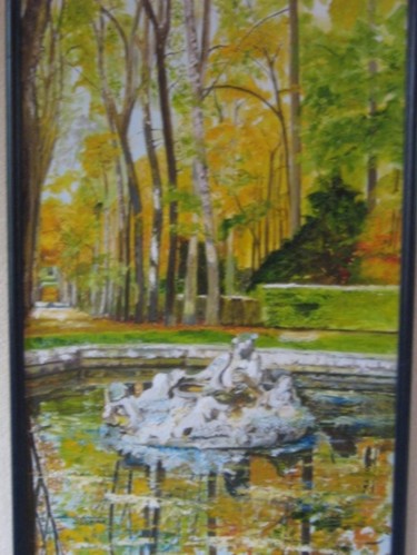 Peinture intitulée "Fontaine dans le pa…" par Jean Pierre Verdier, Œuvre d'art originale
