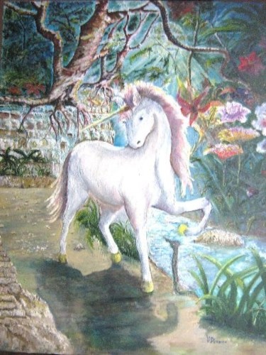Peinture intitulée "Licorne" par Jean Pierre Verdier, Œuvre d'art originale