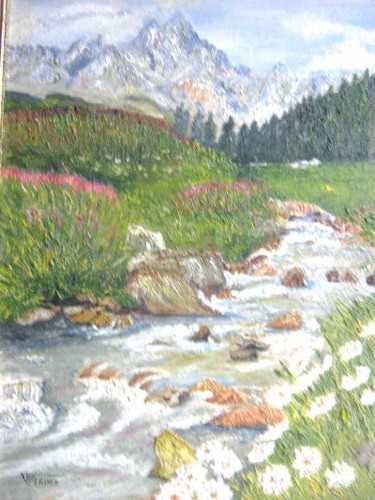 Painting titled "Torrent de montagne" by Jean Pierre Verdier, Original Artwork
