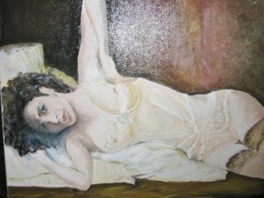 Peinture intitulée "Femme au réveil" par Jean Pierre Verdier, Œuvre d'art originale