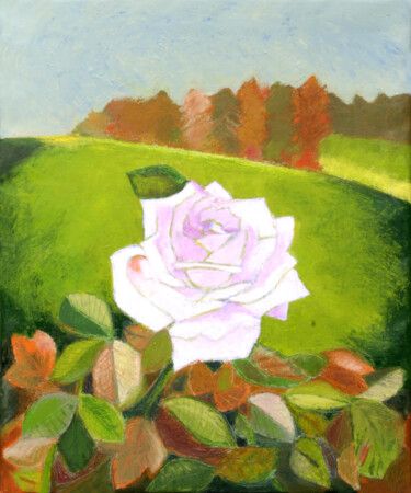 Malerei mit dem Titel "Letzte Rose / last…" von Verena Bolliger, Original-Kunstwerk, Öl
