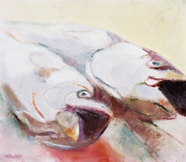 Malerei mit dem Titel "Thunfische auf dem…" von Verena Bolliger, Original-Kunstwerk, Öl