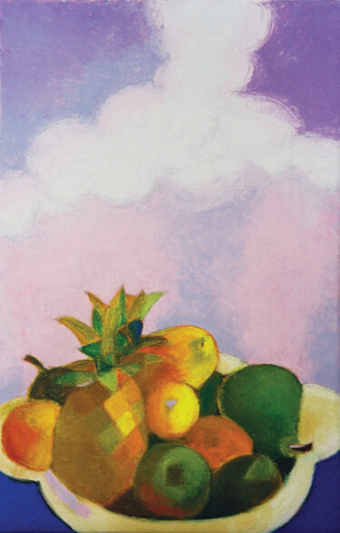 Painting titled "Obstschale / Fruit…" by Verena Bolliger, Original Artwork, Oil