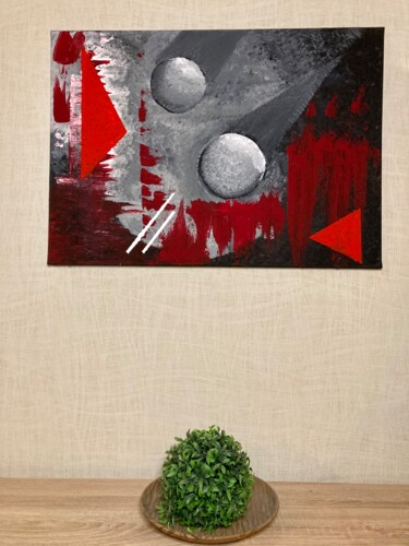 Painting titled "Ball meets triangle" by Verena Schwedler, Original Artwork, Acrylic