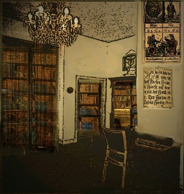 Digitale Kunst mit dem Titel "Bibliothek 2" von Verena Flick, Original-Kunstwerk, Digitale Malerei
