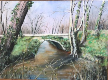 Peinture intitulée "Pont sur l’eau Bour…" par Jean Vergne, Œuvre d'art originale, Acrylique