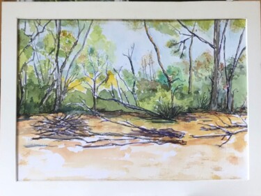 Painting titled "Automne" by Jean Vergne, Original Artwork, Watercolor
