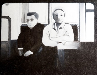 Pittura intitolato "Sartre et Beauvoir" da Annabelle Verhaeghe, Opera d'arte originale, Olio