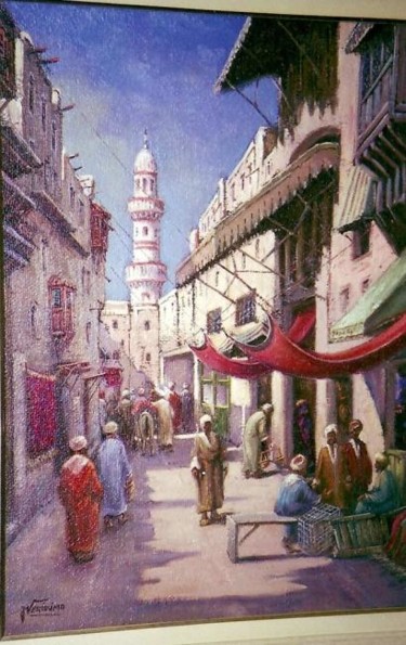 Pintura intitulada "Mercado Àrabe" por J.Verissimo, Obras de arte originais