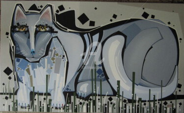 Картина под названием "Кот" - Vermishev, Подлинное произведение искусства, Масло