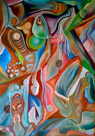 Peinture intitulée "L'orchestre des esp…" par Vernet Daljuste, Œuvre d'art originale, Huile