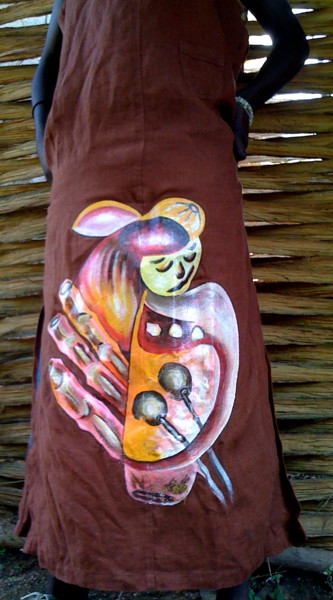 Art textile intitulée "Robe en toile de li…" par Vernet Daljuste, Œuvre d'art originale
