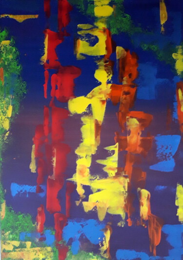 Картина под названием "Tableau abstrait mo…" - Laurence Vernet, Подлинное произведение искусства, Акрил Установлен на Деревя…