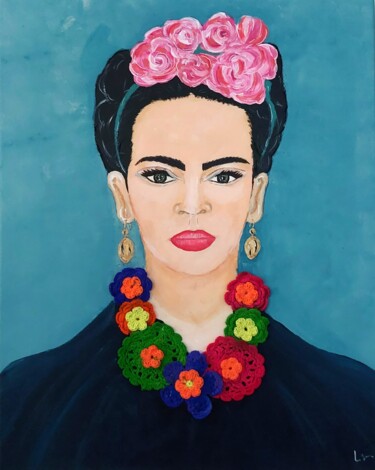 Painting titled "Tableau Frida Kalho…" by Laurence Vernet, Original Artwork, Acrylic Mounted on Wood Stretcher frame