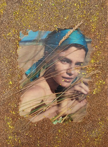 Collagen mit dem Titel "Tableau portrait mo…" von Laurence Vernet, Original-Kunstwerk, Collagen
