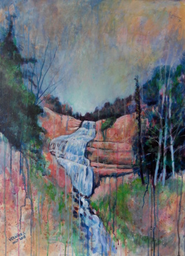 Peinture intitulée "cascade-du-herisson…" par Laurent Vernier, Œuvre d'art originale, Acrylique
