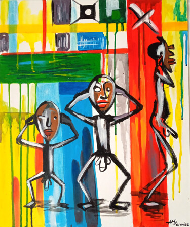 Painting titled "A LA QUEULEULEU" by Vernise Haddad, Original Artwork, Acrylic