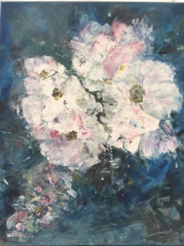 Painting titled "Flower" by E Vernyik Art, Original Artwork, Oil