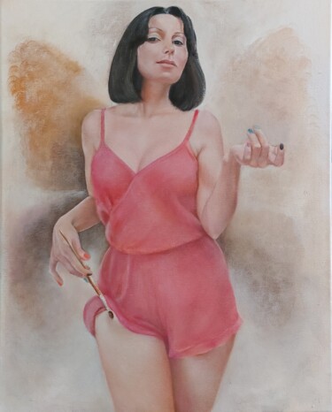 Painting titled "Self-portrait" by Vero Adoni, Original Artwork, Oil