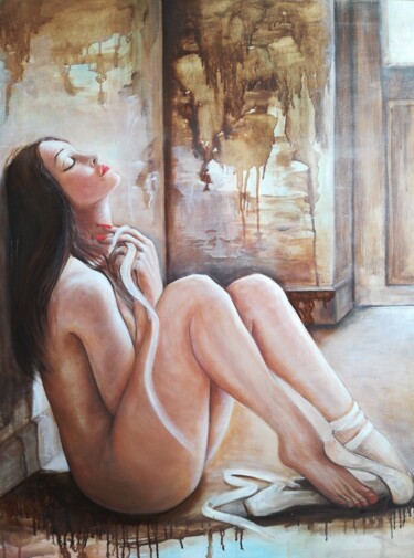 Painting titled "Light" by Vero Adoni, Original Artwork, Oil Mounted on Wood Stretcher frame