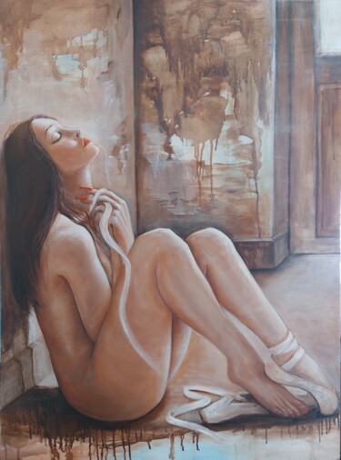 Painting titled "Свет. Балерина" by Vero Adoni, Original Artwork, Oil Mounted on Wood Stretcher frame