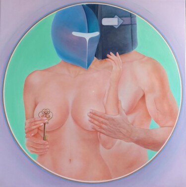 Schilderij getiteld "Make love not war" door Vero Adoni, Origineel Kunstwerk, Olie