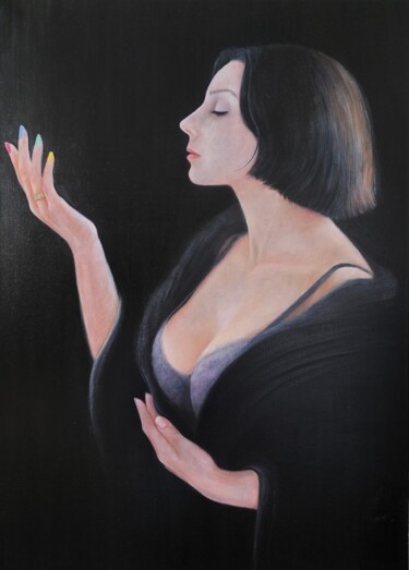 Malerei mit dem Titel "Autoportrait" von Vero Adoni, Original-Kunstwerk, Öl